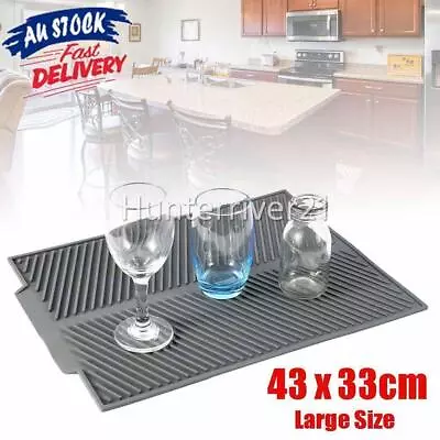 43cm Silicone Drip Tray Dish Mat Drainer Kitchen Sink Mug Cup Drying Rack • $20.73