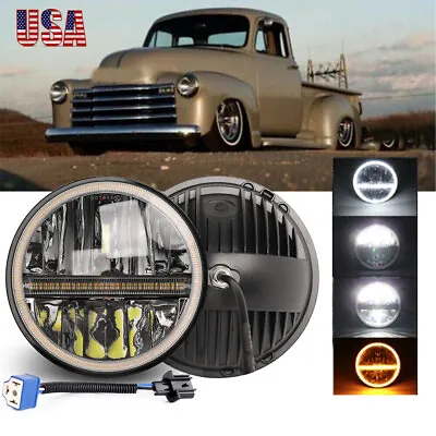 Halo LED Headlight DRL H4 H13 7 Inch Fit 1947-1957 Chevrolet Truck GMC Pickup • $45.01