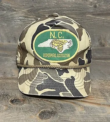 Vtg Camo SnapBack Hat GA Headwear NC Beekeepers Association North Carolina 80’s • $17.99