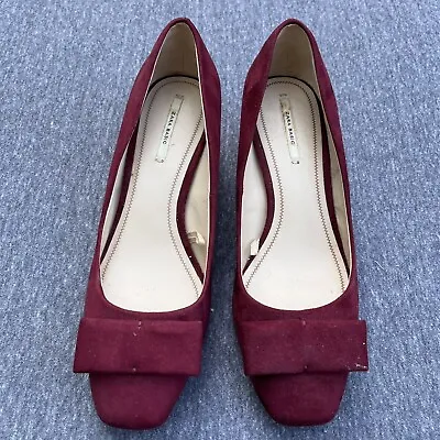 Zara Basic Collection Faux Suede Bow Front Pumps Heels Women's Size EU 38 US 7.5 • $12.59