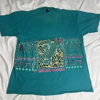 Vtg 90s Gecko Hawaii XL T Shirt All Over Print Rare Beach 2 Sided Made In Usa • $19.99