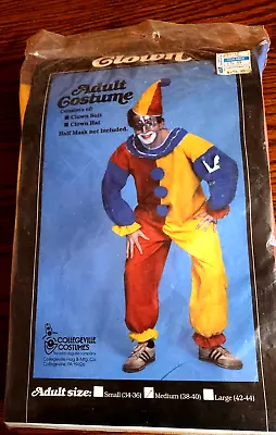 NEW Open Pkg Vtg Collegeville Clown Costume Multicolor Suit & Hat Halloween Sz M • $35