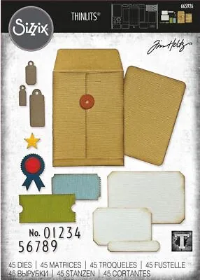 £20.99 • Buy Sizzix Collector Thinlits Die Set 45 PCS - Tim Holtz Collector Wallet Cards No’s
