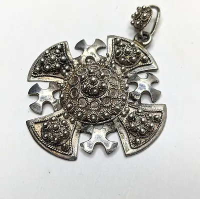 Vintage Jerusalem 900 Silver Maltese Crusader's Cross Pendant • $55.95