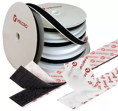 VELCRO® Branded PS14 Self Adhesive Hook & Loop Tape Fastener Black White Sticky  • £3.99