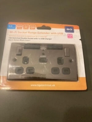 £8 • Buy BG Black Nickel WiFi Extender Socket With USB ££££ SAVE Brand New In Box