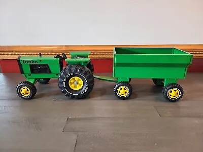 Vintage Tonka Trucks Tractor & Farm Trailer Green Pressed Metal XMB-975 • $124.99