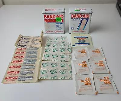 2 Vintage Band-Aid Tin Boxes Plastic And Clear Bandages With Various Bandages • $16.99