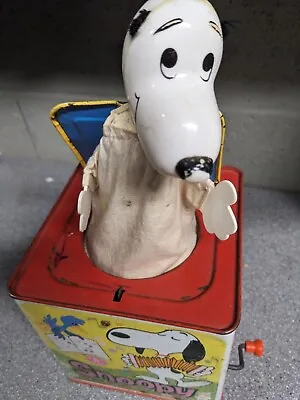 Vintage 1966 SNOOPY & The Peanuts Jack In The Metal Music Box By Mattel Parts • $14.99