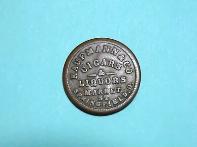 1863 Springfield Ohio Civil War Token Kaufmann & Co Cigars & Liquors Market St. • $55