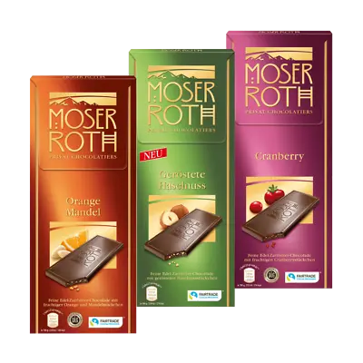 MOSER ROTH Dark Chocolate 3 Different Sorts Orange AlmondCranberryHazelnut • $20.95