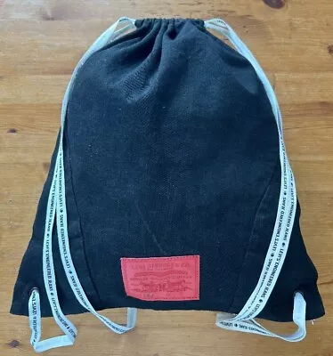 Levi Strauss Black Denim Backpack Bag CG M06 • £7.99