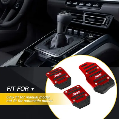 Red Non-slip Gas Brake Pedals Aluminum Pad Cover Set For Manual Car Universal • $11.99