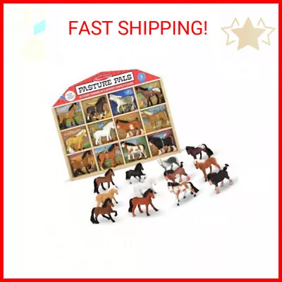 Melissa & Doug Pasture Pals - 12 Collectible Horses With Wooden Barn-Shaped Crat • $25.22