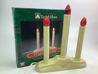 Red VINTAGE CHRISTMAS 3 LIGHT CANDOLIER CANDLEABRA CANDLE LIGHT LAMP (O1) • $18.88