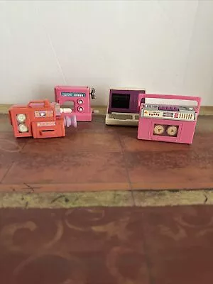 Vintage Lot Barbie Wind-up Toys Computer Tape Player Sew Machine Video Camera • $30