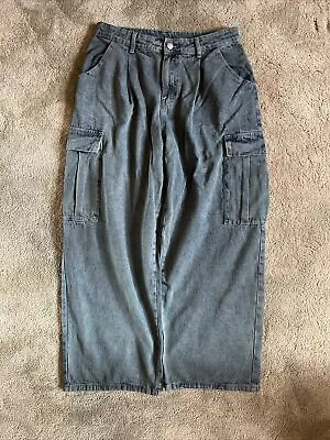 Acid Wash Blue Baggy Cargo Jeans Size L  Mens • $35