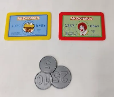 SET 2 Vintage 2001 McDonald's Playset Drive Thru Cash Register Toy CREDIT CARDS  • $24.88