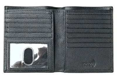 Hipster Wallet RFID Safe Leather Bifold Wallet For Men  ID Key Holder Euro Size • $24.99