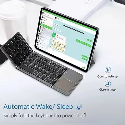 Wireless Bluetooth Keyboard Touchpad Universal Foldable Tri-fold For IPad IPhone • $25.45