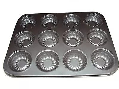 12 HOLE DESIGNER MUFFIN TRAY NON STICK Metal Oven FairyCup Cake Baking Pan • £6.99