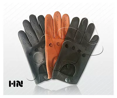 Mens Driving Gloves Classic Slim Fit Genuine Leather Chauffeur Fashion Motorbike • £14.99