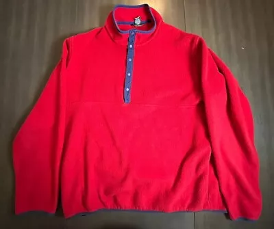 Vintage LL Bean Fleece Sweater 1/4 Snap Pullover Men’s XXL 2XL Tall Polartec Red • $34.99