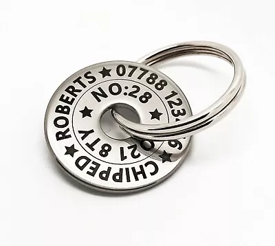 £6.50 • Buy Funky Small Pet Dog ID Disc Name Tag Tags- Stainless Steel Personalised Engraved