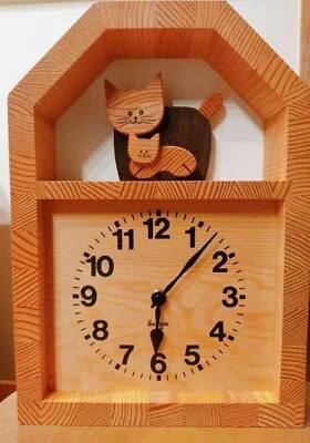 KICORI Wooden Wall Table Clock Cat & Kitten NAGANO Japanese High Grade Handcraft • $184.99