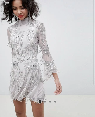 £20 • Buy ASOS Sequin Skater Mini Party Evening Dress Size 8