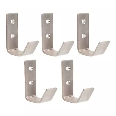 Modern Single Prong Brushed Stainless Steel Silver Coat Hook Robe Hanger 5 Pk • $9.48