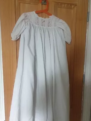 Antique Victorian Edwardian Cotton Baby Christening Gown Dress Lace & Embroidery • £0.99