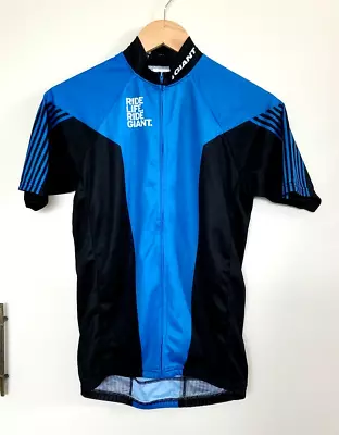 Giant Cycling Shirt Blue Black Small Club Cut Short Sleeve Pockets Bike Riding • $16.80