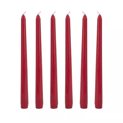 SEASONAL ABODE Set Of 6 Red Unscented Soy Wax 10  Taper Candles NEW NIB • $18