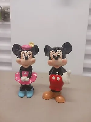 Vintage Disney Mickey & Minnie Mouse Figurine Set JAPAN • $36.96