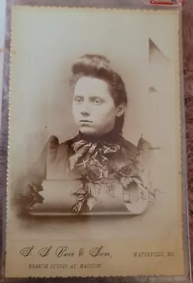 Vintage Cabinet Card Of Woman By Ss VOSE AND Son Waterville ME BRANCH STUDIO • $6