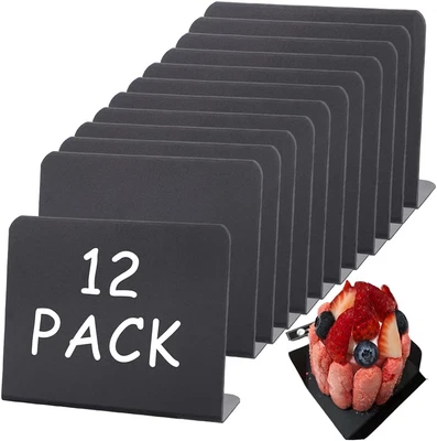 £9.12 • Buy 12 Pcs Mini Chalkboard Signs, Small Black Chalk Board Menu Blackboard Display F