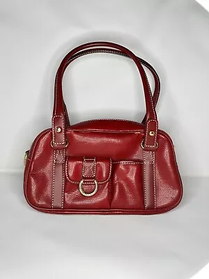 LANCEL Paris Pebbled Leather Pocket Purse Shoulder Handbag In Red Burgundy • £12.06
