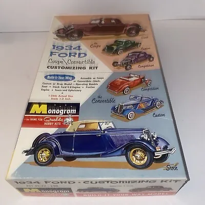 Monogram 1934 Ford Coupe Convertible Kit PC72-198 Original 1962 Issue 1/24 Scale • $135