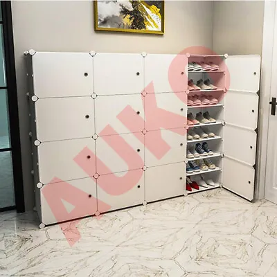 White Cube DIY Shoe Cabinet Rack Storage Portable Stackable Organiser Stand • $50.99