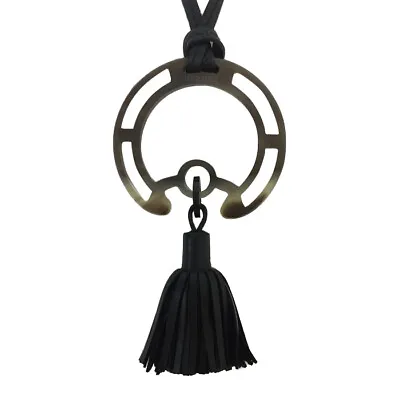$1100 • Buy Auth HERMES  BAFFALO HORN Necklace Fringe Tassel  Black