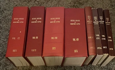 £30 • Buy HERD BOOK OF HEREFORD CATTLE 1971- 1978 8 Books