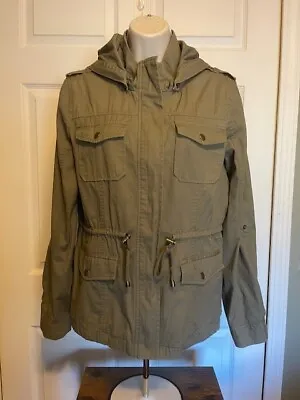 NWT SHINESTAR Women's Olive Green Utility Jacket W/Detachable Hood Size XL • $42.83