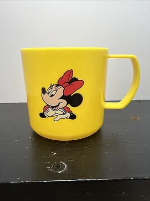 Vintage Minnie Mouse Plastic Mug Bright Yellow 2 3/4  Tall Free Shipping • $14.98