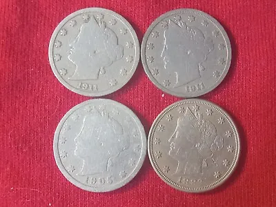 $1.99 • Buy Lot Of 4 Liberty Head V Nickels 1883, 1905, 1911, 1911