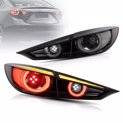 Pair Smoked LED Tail Lights For 2014-2018 Mazda 3 AXELA Sedan Sequential Turn • $299.99
