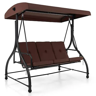 3-Seat Outdoor Converting Patio Swing Glider Adjustable Canopy Porch Swing • $239.95