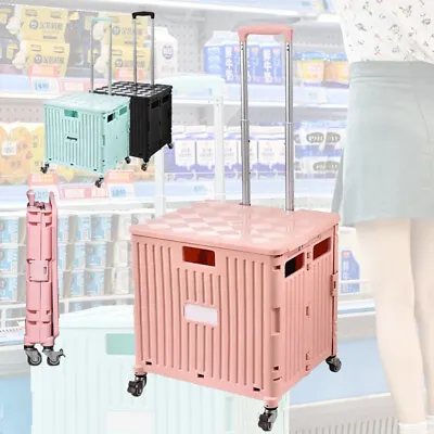 Foldable Shopping Cart Trolley Basket Rolling Folding Grocery Portable • $45