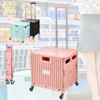 Folding Shopping Trolley Cart Portable Grocery Basket Rolling Wheel With Cover • $43.99