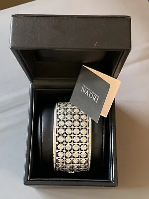 Vintage New In Box STUNNING Nadri Pave Crystal Wide Hinged Bangle Bracelet Mint • $150